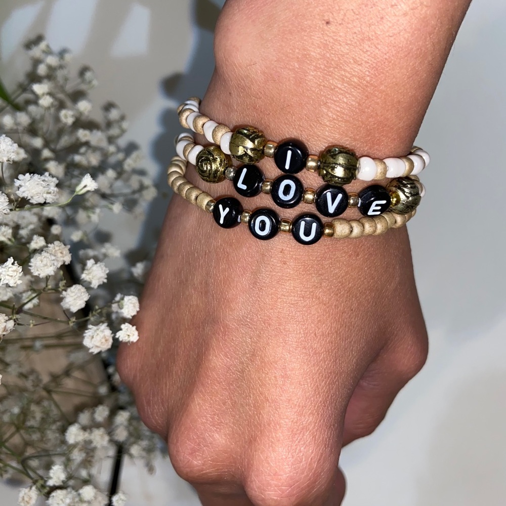 Handmade I LOVE YOU Alphabet Glass Beaded Bracelet